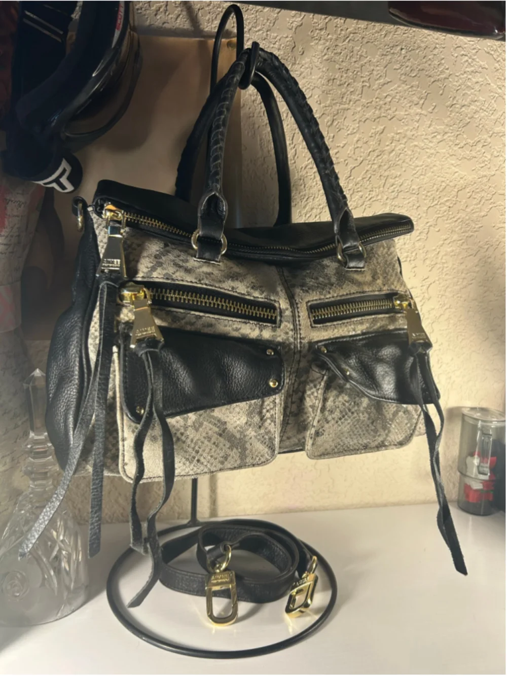 Women's Aimee Kestenberg Satchel Bag One Size Black Grey